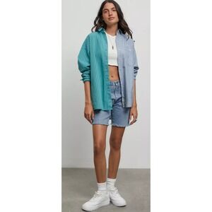 BDG Urban Outfitters Women's Ollie Spliced Stripe Button-Down Shirt Size L